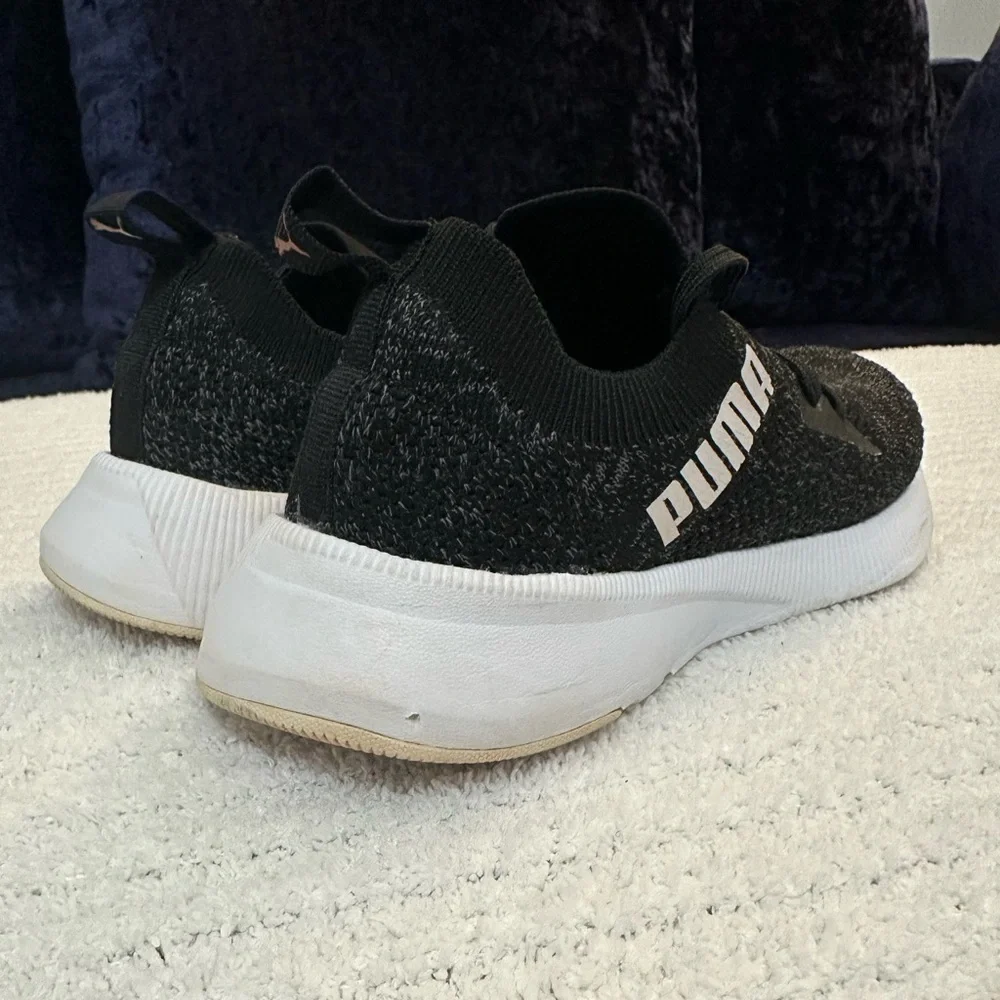 Puma Black Knit Sneakers with White Sole